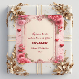 Koppels Romantische Roze Hart Motieven Bloemige Ve Vierkante Sticker