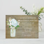 Koppels Rustisch land Mason Jar Blue Hydrangeas Kaart (Staand voorkant)