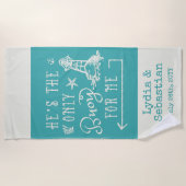 koppels vrouw en man koken met elkaar in overeenst strandlaken (Voorkant)