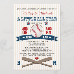 KOPPELT ALLE STAR BASEBALL BABY SHOWER INVITATION KAART