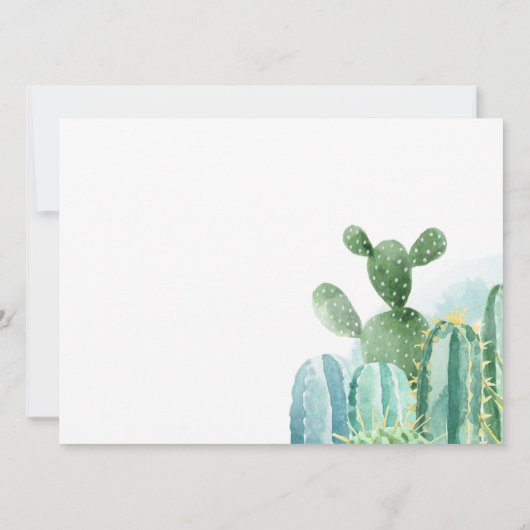 Koppelt Baby shower Waterverf Cacti Boho Script Kaart (Achterkant)