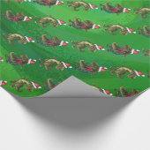 Koppen en kwartels Festive TRex Green Pattern Cadeaupapier (Hoek)