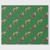 Koppen en kwartels Festive TRex Green Pattern Cadeaupapier (Vlak)