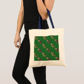 Koppen en kwartels Festive TRex Green Pattern Tote Bag (Voorkant (product))