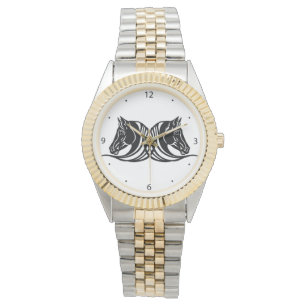 koppen van zwarte paarden en paarden horloge