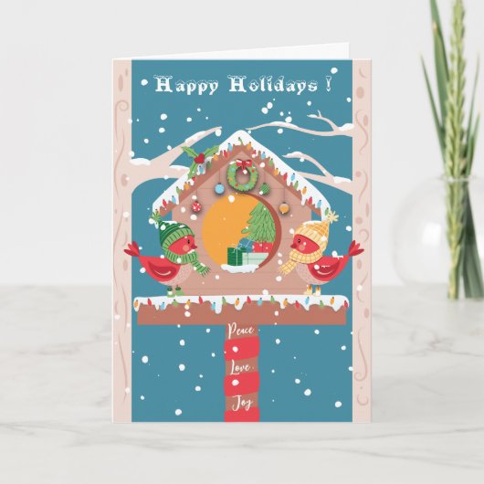 Koppie Kardinalen Kerstkaart met Grilfig Themas Feestdagen Kaart (Voorkant)