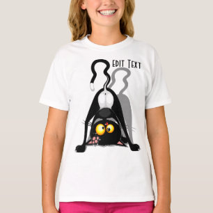 Koprolstaande grappige cartoon karakter kat t-shirt