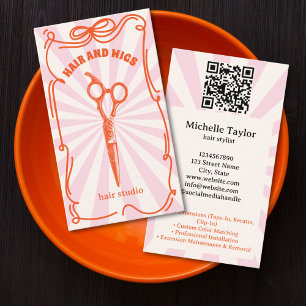 Kopstem Retro Kapsalon Fantasievolle Doodle Roze R Visitekaartje