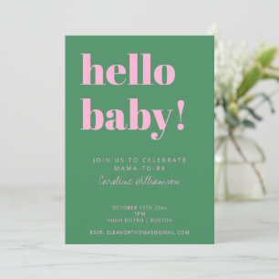 Koptekst in het roze en groen moderne babyshower kaart