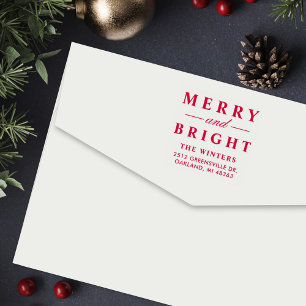 Koptekst Merry and Bright Retouradres Zelfinktende Stempel