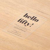 Koptekst Typografie Bruin Modern 50e Verjaardag He Acryl Uitnodigingen (Laagn)