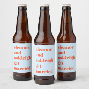 Koptekst Vet Pret Blauw Oranje Modern Huwelijk Bier Etiket