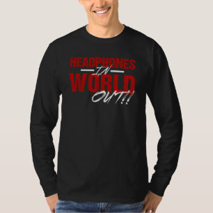Koptelefoon in lange hoes (zwart/rood) t-shirt