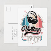 Koptelefoon 'Vintage sinds 1979' Briefkaart (Voorkant / Achterkant)