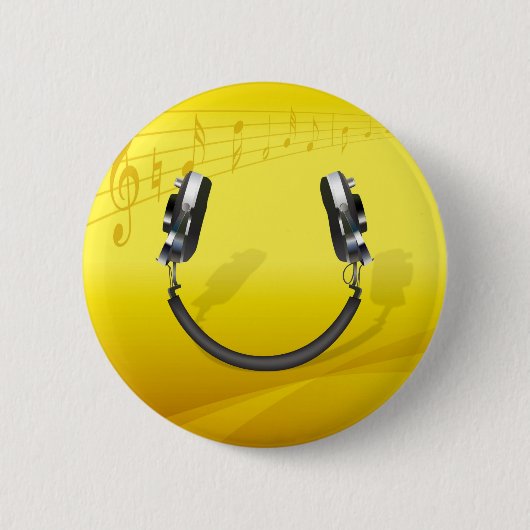 Koptelefoons Lachend Ronde Button 5,7 Cm (Voorkant)