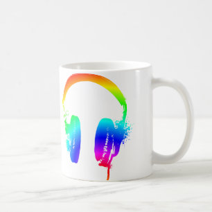Koptelefoons Regenboog Sjabloon Grafische Kunst Mo Koffiemok