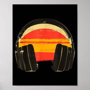 Koptelefoons Zonsondergang Ontspannen Muziek Kopte Poster