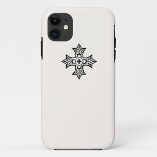 Koptisch kruis in zwart op de achtergrond van Crea iPhone 11 Hoesje