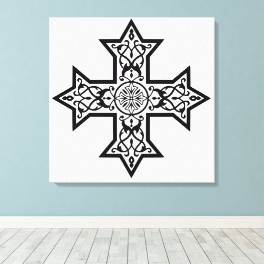 Koptisch kruisje canvas afdruk (Insitu (Houten vloer))