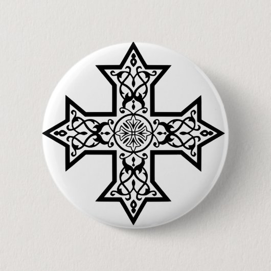 Koptisch kruisje ronde button 5,7 cm (Voorkant)