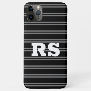 Kopwit monogram, grijze lijnen op zwart iPhone 11 pro max hoesje