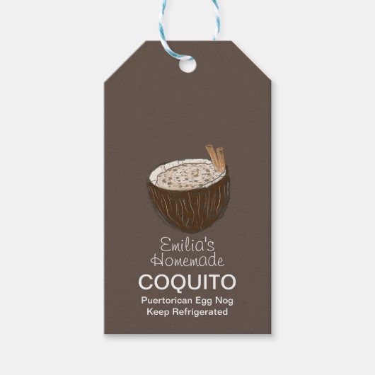 Koquito Recipe Drink Coconut Egg Nog Gift Labels Cadeaulabel (Voorkant)