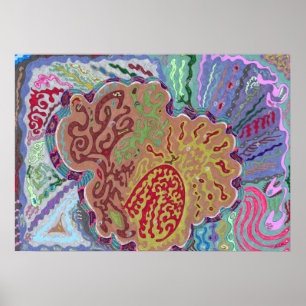 "Koraal" 28x20 Abstracte kunst Poster