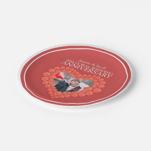 Koraal 35e Jubileum foto hart papier bord (Gekanteld)