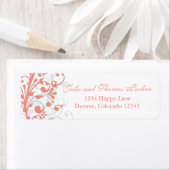 Koraal Abstract Bloemen Bruiloft Retouradres Label (Insitu)