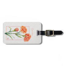 Koraal Anjer Botanisch Aquarel Aangepaste Naam