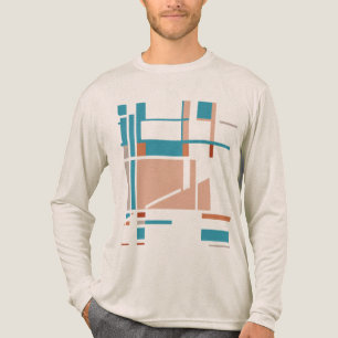 Koraal Aqua Oranje Geometrisch Abstract Ontwerp Tri-Blend Shirt