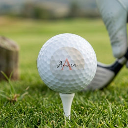 Koraal Aquarel Monogram Schrift Meisje Eerste Verj Golfballen