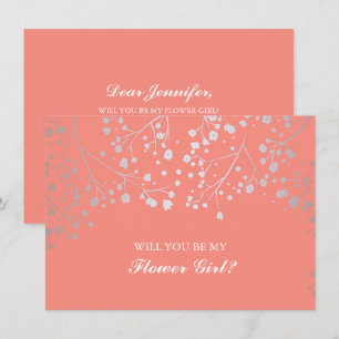 Koraal Baby's Breath Trouwbloem Meisje Uitnodiging