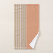 Koraal Beige Two Tone Stripes Bad Handdoek (Handdoek)