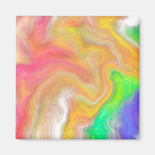 Koraal, blauw, groen, roze Abstracte vloeiende kun Magneet