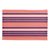 Koraal, blauw van de marine en wit vijf strepen pa kussensloop (Achterkant)