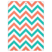 Koraal, Blauwgroen, wit groot Chevron ZigZag Patte Klembord (Achterkant)