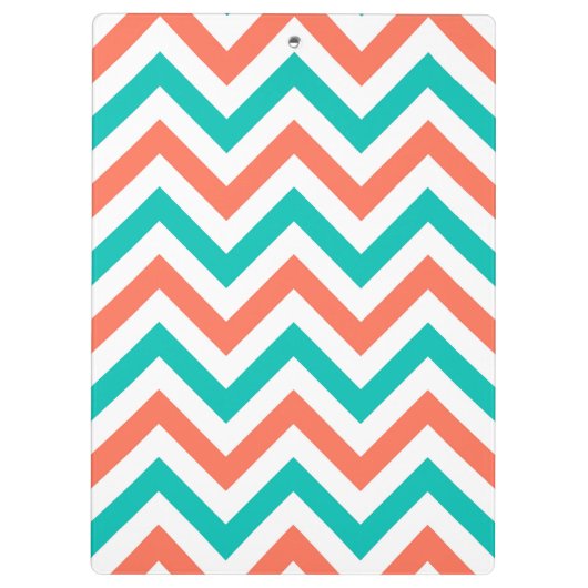 Koraal, Blauwgroen, wit groot Chevron ZigZag Patte Klembord (Achterkant)