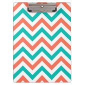 Koraal, Blauwgroen, wit groot Chevron ZigZag Patte Klembord (Voorkant)