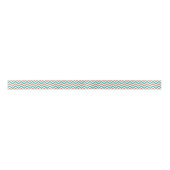 Koraal, Blauwgroen, wit groot Chevron ZigZag Patte Lint (Voorkant)