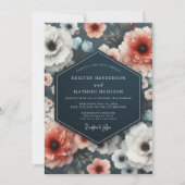 Koraal Bloei Droevige Romantische Bruiloft Kaart (Voorkant)