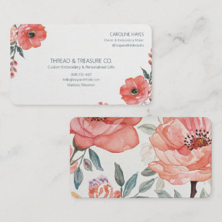 Koraal Bloem Borduur Maker Visitekaartje