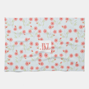 Koraal Bloem Patroon Keuken Handdoek 40cm x 60cm