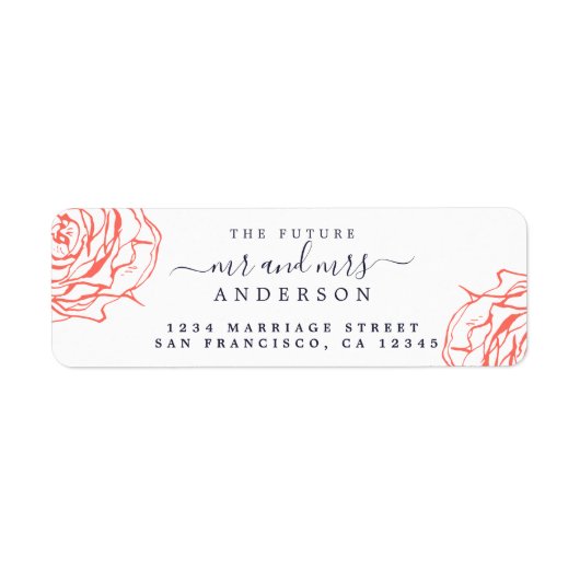 Koraal Bloem Toekomst Dhr Mevrouw Trouw Retouradre Etiket (Voorkant)