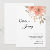 Koraal Bloemachtige Trouw Uitnodiging (Voorkant / Achterkant)