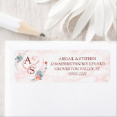 Koraal Bloemen Marmer Monogram Etiket (Insitu)