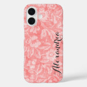 Koraal bloemenprint Monogram Case-Mate iPhone Case (Achterkant)