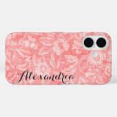Koraal bloemenprint Monogram Case-Mate iPhone Case (Achterkant (horizontaal))