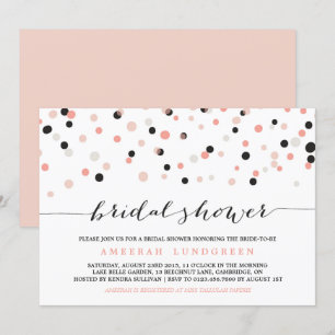 Koraal Blush Confetti Stippen Bridal Shower Invita Kaart