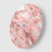 Koraal Blush Metallic Gray Silver Roman Nummers Grote Klok (Hoek)